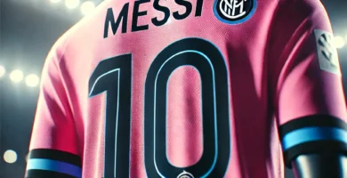 "Camiseta rosa del Inter de Miami con el número 10 y el nombre Messi en la espalda"